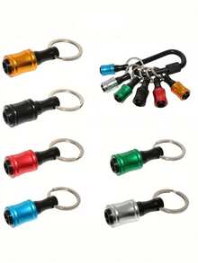6pcs Colorful Keychain Screwdriver Bit Holder With Extension Rod And 1/4'' Hex Shank Bit Socket Adapter,Portable Drill Driver With Magnetic Bit Holder - Multicolor - View 8