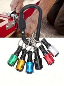 6pcs Colorful Keychain Screwdriver Bit Holder With Extension Rod And 1/4'' Hex Shank Bit Socket Adapter,Portable Drill Driver With Magnetic Bit Holder - Multicolor - View 5