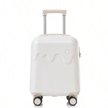 Ice Cream Suitcase Universal Wheel Pull Rod Box Light Boarding Student Suitcase Travel Box 18 Inch For Men And Women Bag For School School Accessories School Stuff - White - View 1