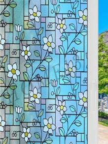 Static Cling Decorative Window Film With Installation Tools Non Adhesive Privacy Film, Stained Glass Window Film For Bathroom Shower Door Heat Cotrol Anti UV - White - View 2