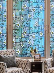 Static Cling Decorative Window Film With Installation Tools Non Adhesive Privacy Film, Stained Glass Window Film For Bathroom Shower Door Heat Cotrol Anti UV - White - View 3