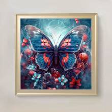 1入組diy方形鑽石畫,蝴蝶花朵家居裝飾鑽石馬賽克動物壁畫 - 彩色 - 查看 1
