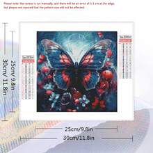 1入組diy方形鑽石畫,蝴蝶花朵家居裝飾鑽石馬賽克動物壁畫 - 彩色 - 查看 2