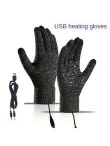 5V In-Line Heating Gloves, USB Heating Gloves, Knitted Electric Heating Gloves - Black - View 6