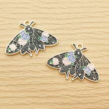 10pcs Flower Insect Charm For Jewelry Making Enamel Pendant Zinc Alloy Gold Plated - Multicolor - View 11