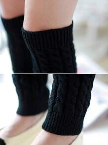 1pc Knitted Foot Cover Eight Characters Twist Pattern Pile Socks Leg Warmer Boot Cover For Women - Black - View 5