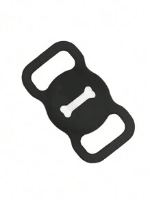 1pc Cute Dog Bone Shaped Silicone Tracking Device Protective Cover Compatible With Apple Airtag For Location Tracking - Black - View 4