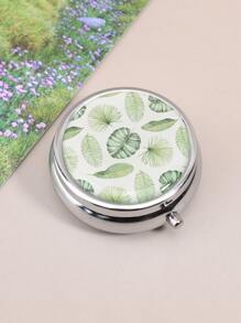 1 Miếng Màu xanh lá Bản in lá Tròn Kim loại Hộp đựng thuốc Với 3 Ngăn , Có thể mang đi Vật dụng trong nhà Du lịch Thuốc Hộp đựng - màu xanh lá - Xem 12