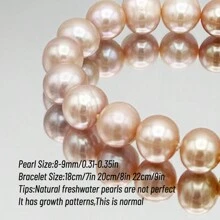 1入自然淡水粉色珍珠手鍊,配有金色心形扣環,適合男女均可,附贈禮盒 - 給他/她的生日/紀念日/婚禮/情人節絕佳禮物 - 粉色 - 查看 2