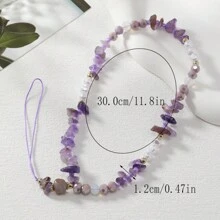 Purple Stone Beaded Cell Phone Lanyard - Purple - View 5