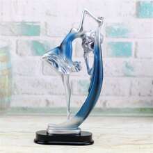 1個跳舞女孩裝飾樹脂雕像藝術工藝品,適用於書架家居客廳辦公室咖啡館裝飾、房間桌上陳列、門廊裝飾、冬季聖誕新年裝飾 - 藍色 - 查看 3