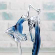 1個跳舞女孩裝飾樹脂雕像藝術工藝品,適用於書架家居客廳辦公室咖啡館裝飾、房間桌上陳列、門廊裝飾、冬季聖誕新年裝飾 - 藍色 - 查看 4