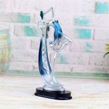 1個跳舞女孩裝飾樹脂雕像藝術工藝品,適用於書架家居客廳辦公室咖啡館裝飾、房間桌上陳列、門廊裝飾、冬季聖誕新年裝飾 - 藍色 - 查看 1