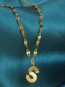 Magic Fish 1個金色不銹鋼唇形項鍊,附有a-z26英文字母吊墜,適用於名字首字母、情人節、新年贈禮 - 金黃色 - 查看 22