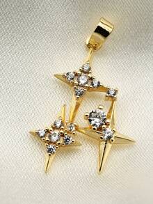 1pc Copper North Star & Cross Pendant Matching Necklace, Bracelet, Suitable For Women - Polar Star - View 2