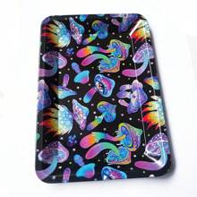 1pc Metal Rolling Tray For Halloween Festival, Durable Metal Tray For Rolling, Portable Design Gift For Friends And Family (Fantastic Mushrooms)