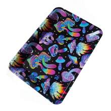 1pc Metal Rolling Tray For Halloween Festival, Durable Metal Tray For Rolling, Portable Design Gift For Friends And Family (Fantastic Mushrooms)