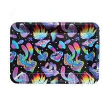 1pc Metal Rolling Tray For Halloween Festival, Durable Metal Tray For Rolling, Portable Design Gift For Friends And Family (Fantastic Mushrooms)