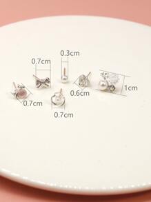 6對/組鋅合金手工耳環套裝，優雅的花朵耳環，輕奢愛情設計，優雅耳環的設計感 - 金色 - 查看 4