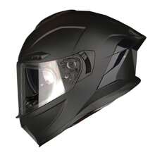 1Storm Motorcycle Full Face Helmet DOT Adults Street Bike Dual Visor Sun Inner Shield Anti Fog Pinlock Shield HJAH15: Glossy Black - Black and White - View 3