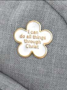 1/2 Stücke Emaille-Anstecknadel mit weißer Blume, "Ich kann alles durch Christus", christliche Anstecknadel, Bibelvers-Anstecknadel, Retro-Blumen-Anstecknadel aus hartem Emaille, Weihnachten