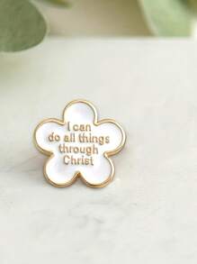 1/2 Stücke Emaille-Anstecknadel mit weißer Blume, "Ich kann alles durch Christus", christliche Anstecknadel, Bibelvers-Anstecknadel, Retro-Blumen-Anstecknadel aus hartem Emaille, Weihnachten