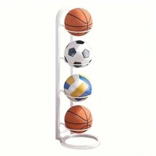 White  Four Layer Ball Storage Rack, Basketball Display Rack, Portable Outdoor Ball Rack Bracket, Used For Basketball, Football, Volleyball - White - View 3