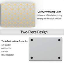 5 In 1 Compatible With Macbook Air 13.6 Inch M2 Case 2022 2023 Model A2681 With 13.6" Retina & Touch ID, Crystal Transparent Hard Case & Keyboard Cover & Polishing Cloth & OTG Adapter, Golden Rhinestone Line - Transparent Clear Shell Gold Rhombic Grid - View 7