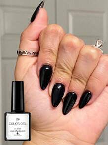 1 Bottle 10ml Black Gel Nail Polish, French Manicure Nail Polish, Y2K Nails, Nail Gel, Removable UV Gel Nail Polish, Nail Salon DIY Manicure Set, Black Nail Polish, Halloween Nails, Removable UV Gel Nail Polish Set, Christmas Manicure Gift, For Women - Black - View 8