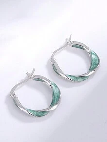 1 đôi 925 sterling bạc Đúng mốt Tiếng Pháp Vòng bít tai Đối với phụ nữ - YW1421 - Xem 2