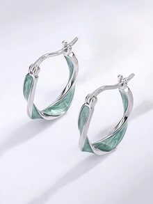 1 đôi 925 sterling bạc Đúng mốt Tiếng Pháp Vòng bít tai Đối với phụ nữ - YW1421 - Xem 3