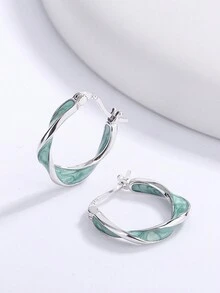 1 đôi 925 sterling bạc Đúng mốt Tiếng Pháp Vòng bít tai Đối với phụ nữ - YW1421 - Xem 4