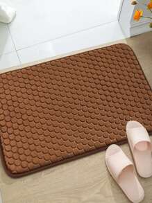 1入組珊瑚絨蜂窩紋地墊,蜂窩紋元素可水洗,柔軟舒適,吸水防滑,適用於浴室、臥室、客廳 - 咖啡棕 - 查看 1