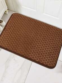 1入組珊瑚絨蜂窩紋地墊,蜂窩紋元素可水洗,柔軟舒適,吸水防滑,適用於浴室、臥室、客廳 - 咖啡棕 - 查看 5