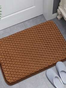 1入組珊瑚絨蜂窩紋地墊,蜂窩紋元素可水洗,柔軟舒適,吸水防滑,適用於浴室、臥室、客廳 - 咖啡棕 - 查看 4