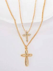 多層項鍊,適合日常佩戴、節日、禮物和 - 十字 - 查看 4