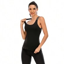 2023 運動內衣防震運動胸罩帶背部支撐和修身背心適合跑步、健身、瑜珈服裝 - 黑色 - 查看 3