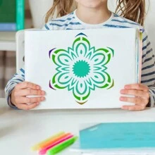 12張,9種不同風格的曼陀羅圖案點,20*20cm X3,15*15cm X3,13*13cm X3,9*9cm X3,藝術繪畫白色範本,空心彩色繪畫範本,牆面相冊裝飾範本,diy繪畫範本,繪畫剪貼簿,塗鴉印刷噴漆範本,採用pet材料製成,可清洗重複使用,適用於水彩畫、石畫、素描本、刮畫等,適用於牆面、紙張、紡織家具工藝品裝飾 - B68 - 查看 3