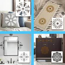 12張,9種不同風格的曼陀羅圖案點,20*20cm X3,15*15cm X3,13*13cm X3,9*9cm X3,藝術繪畫白色範本,空心彩色繪畫範本,牆面相冊裝飾範本,diy繪畫範本,繪畫剪貼簿,塗鴉印刷噴漆範本,採用pet材料製成,可清洗重複使用,適用於水彩畫、石畫、素描本、刮畫等,適用於牆面、紙張、紡織家具工藝品裝飾 - B68 - 查看 6