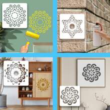 12張,9種不同風格的曼陀羅圖案點,20*20cm X3,15*15cm X3,13*13cm X3,9*9cm X3,藝術繪畫白色範本,空心彩色繪畫範本,牆面相冊裝飾範本,diy繪畫範本,繪畫剪貼簿,塗鴉印刷噴漆範本,採用pet材料製成,可清洗重複使用,適用於水彩畫、石畫、素描本、刮畫等,適用於牆面、紙張、紡織家具工藝品裝飾 - B68 - 查看 5