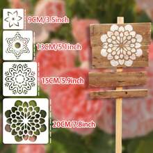 12張,9種不同風格的曼陀羅圖案點,20*20cm X3,15*15cm X3,13*13cm X3,9*9cm X3,藝術繪畫白色範本,空心彩色繪畫範本,牆面相冊裝飾範本,diy繪畫範本,繪畫剪貼簿,塗鴉印刷噴漆範本,採用pet材料製成,可清洗重複使用,適用於水彩畫、石畫、素描本、刮畫等,適用於牆面、紙張、紡織家具工藝品裝飾 - B68 - 查看 4