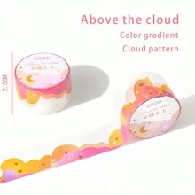 1入組雲紋漸變色和紙膠帶,適用於日誌打卡,可愛的雲朵設計黏著紙 - 彩色 - 查看 2