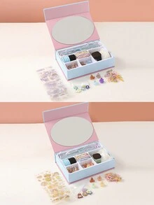 高端彩色髮飾禮盒套裝；扭曲編織髮夾、髮圈、手錶和手鐲；節慶禮品包裝 - 彩色 - 查看 5