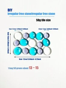 1袋50克手工diy扁平玻璃珠散珠輔助材料工藝品馬賽克貼片圓形玻璃貼片 - 冰淇淋色系 - 查看 2