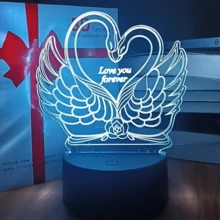 1入組天鵝造型3d夜燈,rgb觸控控制,適合家庭禮物,創意家居裝飾夜燈 - 七彩款 - 查看 2