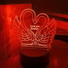 1入組天鵝造型3d夜燈,rgb觸控控制,適合家庭禮物,創意家居裝飾夜燈 - 七彩款 - 查看 4