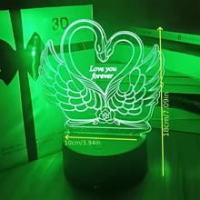 1入組天鵝造型3d夜燈,rgb觸控控制,適合家庭禮物,創意家居裝飾夜燈 - 七彩款 - 查看 1