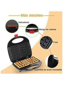 Waflera Eléctrica Antiadherente Wafles Cuadrados - Negro - Ver 4