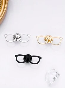1pc Simple Glasses Metal Pin Brooch,Lanyard Lapel Coat Hat Bag Badge Jewelry Accessories Gifts For Doctor Optician Men Women,3 Colors