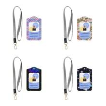 皮革工作徽章保護套,id卡套,商務員工名牌,掛脖徽章配備存儲卡插槽,會議證件、工作證件支架id卡套 - 黑色 - 查看 1